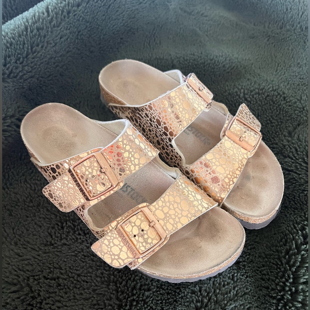 Birkenstocks Metallic Gold